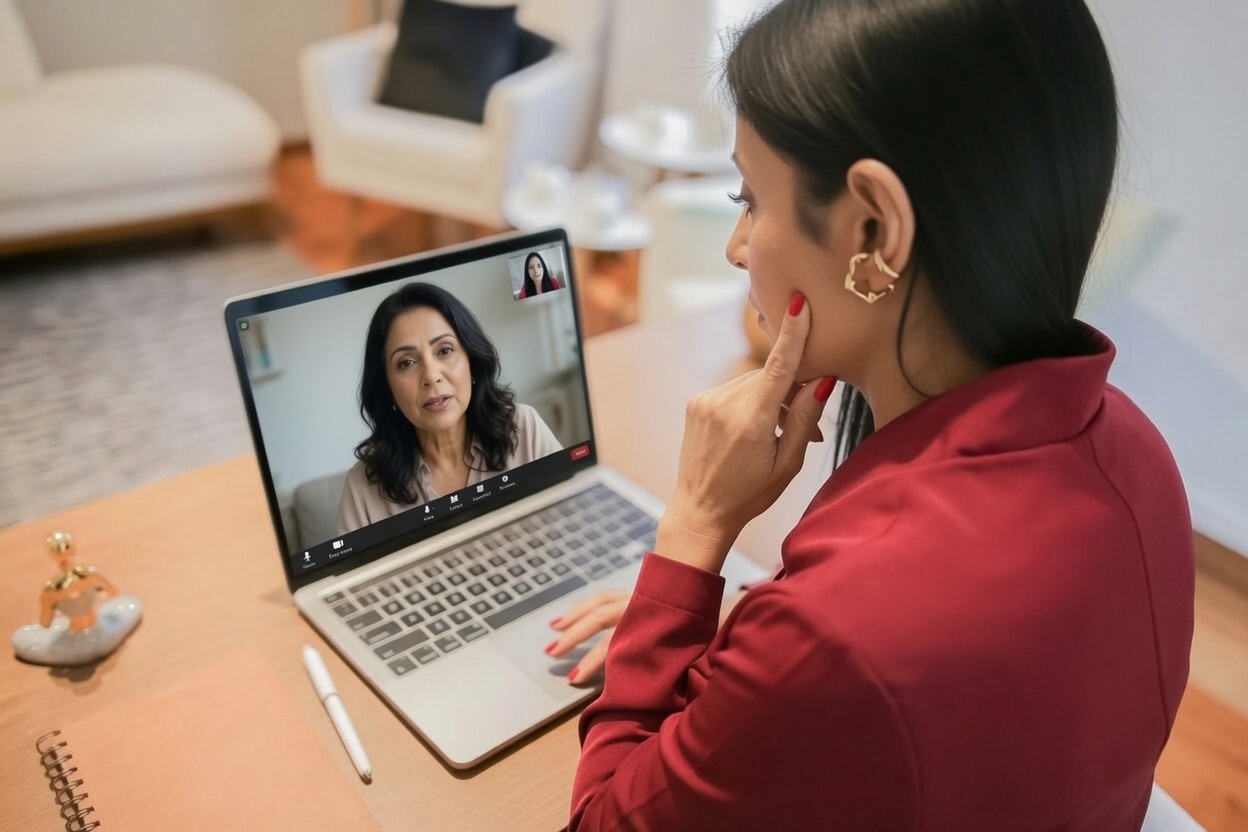 Laura Lamim em sessão online — atendimento a distância