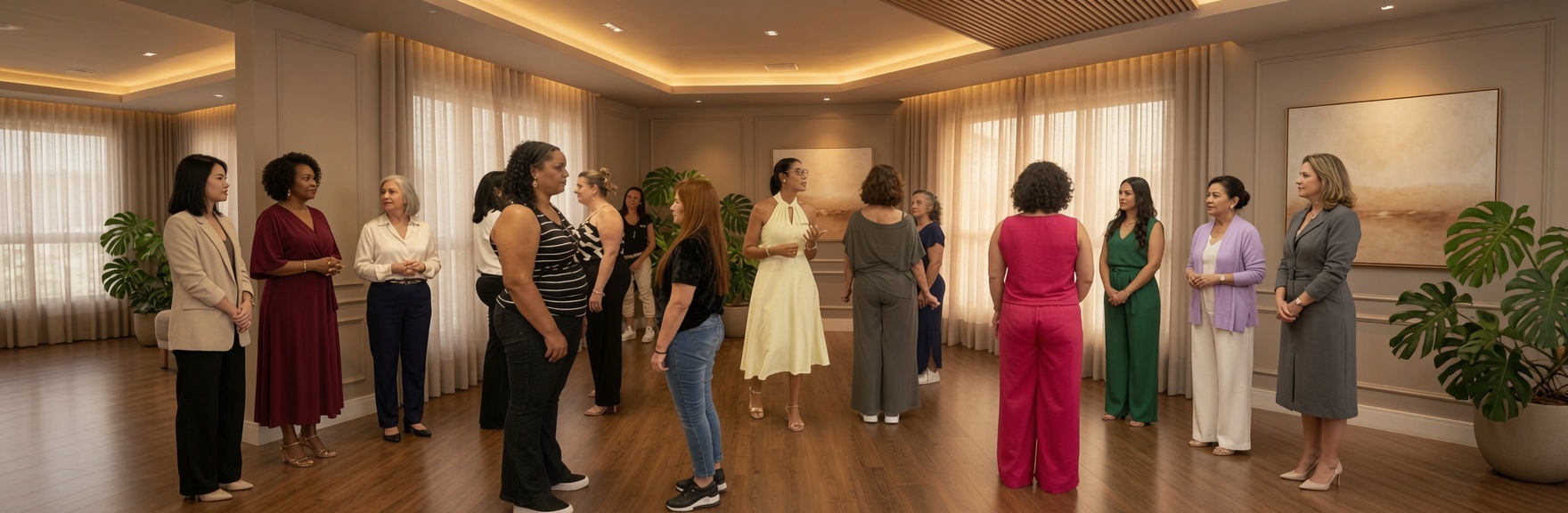 Laura Lamim conduzindo sessão em grupo